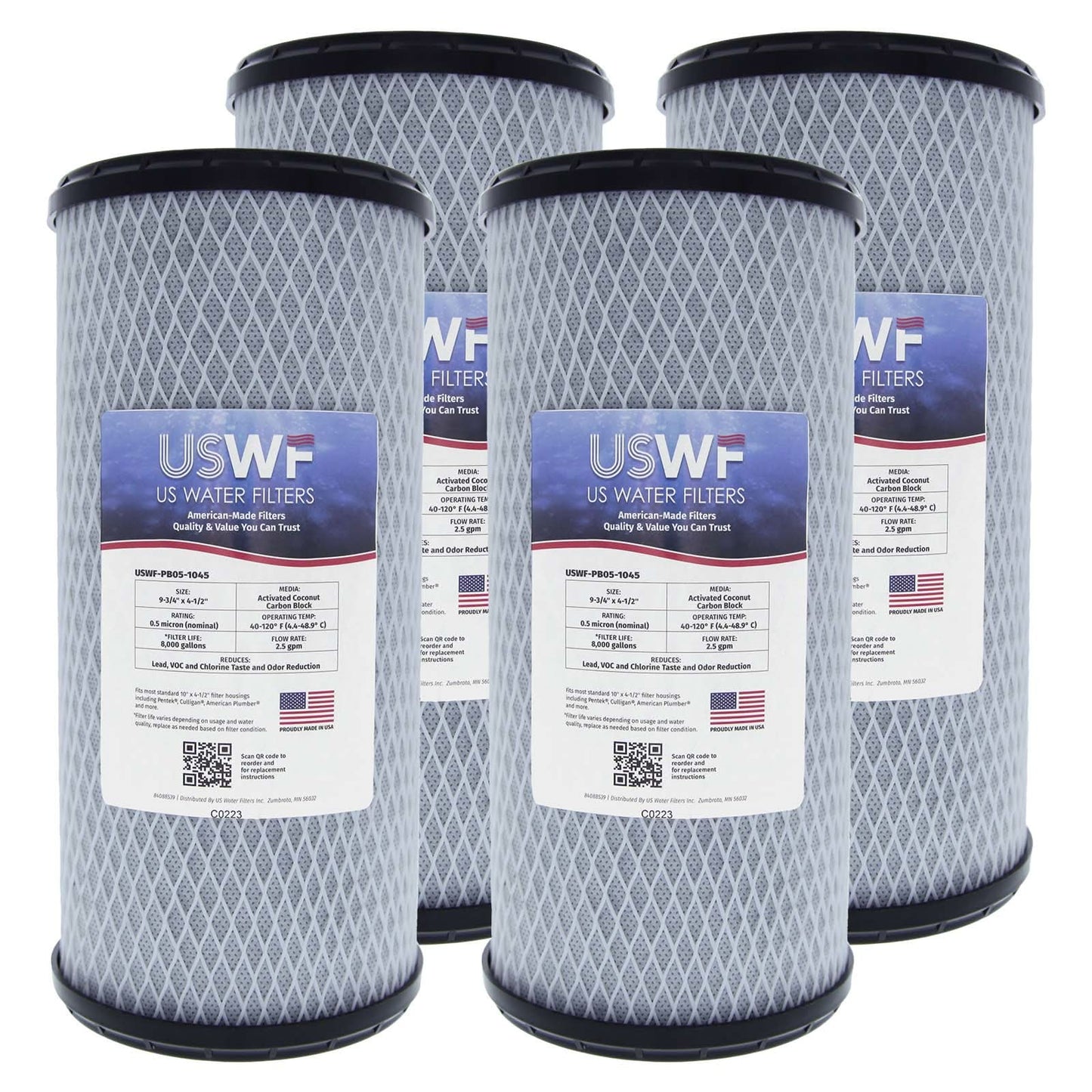 USWF 0.5 Micron Lead Reducing Carbon Block Filter 10"x4.5"