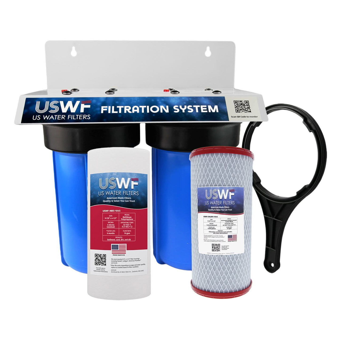 USWF Chloramine Dual 10" 2-Stage Filtration System