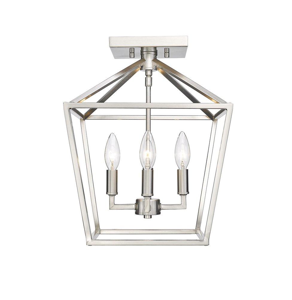 4-Light Semi-Flush Mount Ceiling Light in Satin Nickel