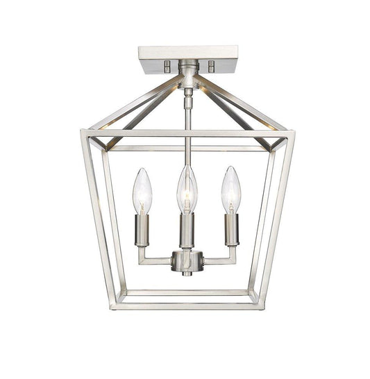 4-Light Semi-Flush Mount Ceiling Light in Satin Nickel