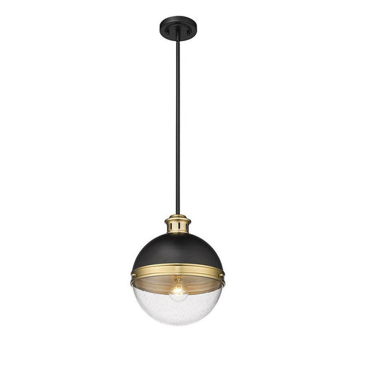 Millennium Lighting Ellmira 1-Light Pendant Light in Matte Black/ Aged Brass