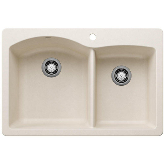 BLANCO Diamond 33 x 22 in. 1 Hole Granite Composite Double Bowl Drop-in and Undermount Kitchen Sink in Soft White