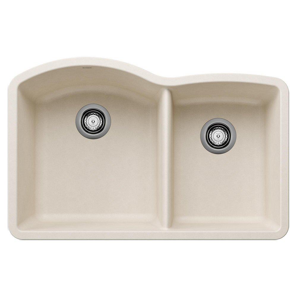 BLANCO Diamond 32 in. Undermount Silgranit Double Bowl Kitchen Sink in Soft White