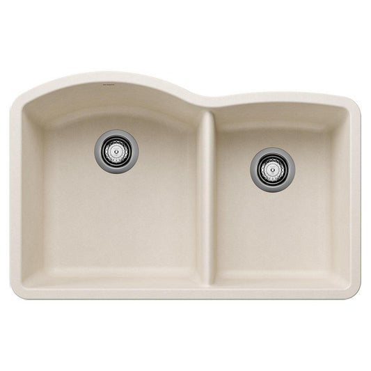 BLANCO Diamond 32 in. Undermount Silgranit Double Bowl Kitchen Sink in Soft White