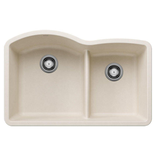 BLANCO Diamond 32 x 21 in. No Hole Granite Composite Double Bowl Undermount Kitchen Sink in Soft White