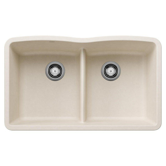BLANCO Diamond 32 in. Undermount Silgranit Double Bowl Kitchen Sink in Soft White
