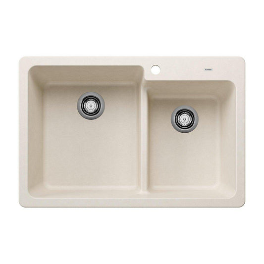 BLANCO Precis 33 in. Undermount Composite Double Bowl Kitchen Sink in Soft White