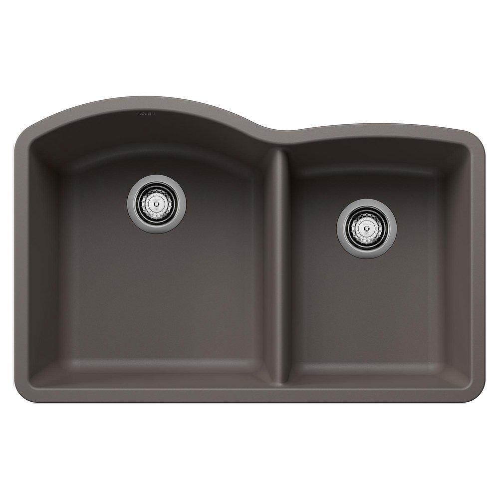 BLANCO Diamond 32-1/16 in. Undermount Composite Double Bowl Kitchen Sink in Volcano Grey