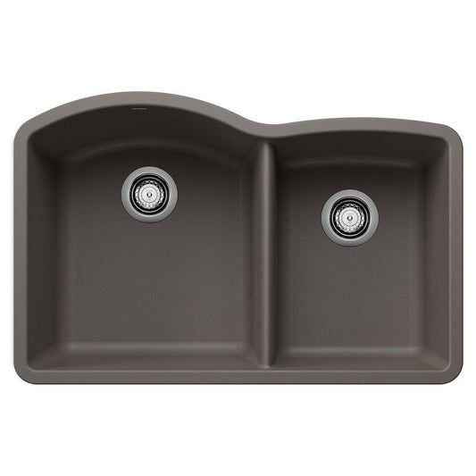 BLANCO Diamond 32-1/16 in. Undermount Composite Double Bowl Kitchen Sink in Volcano Grey