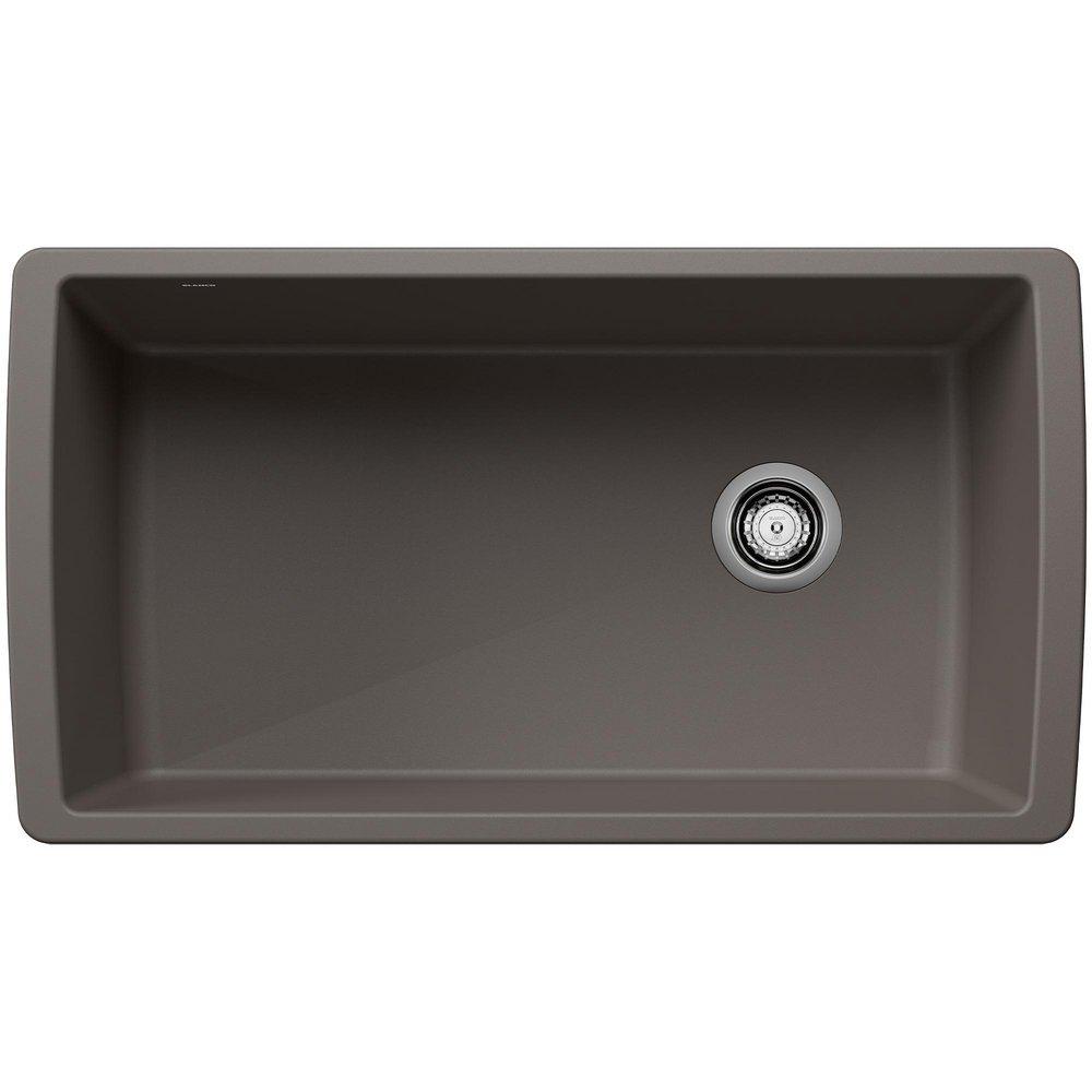 BLANCO Diamond 33-1/2 in. Undermount Composite Single Bowl Kitchen Sink in Volcano Grey