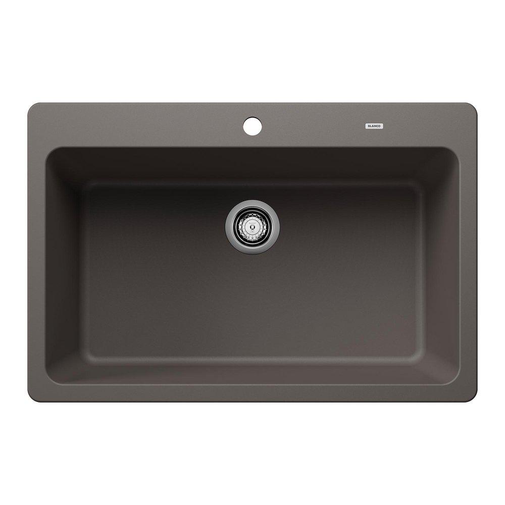 BLANCO Grandis 33 in. Dual Mount Silgranit Single Bowl Kitchen Sink in Volcano Gray