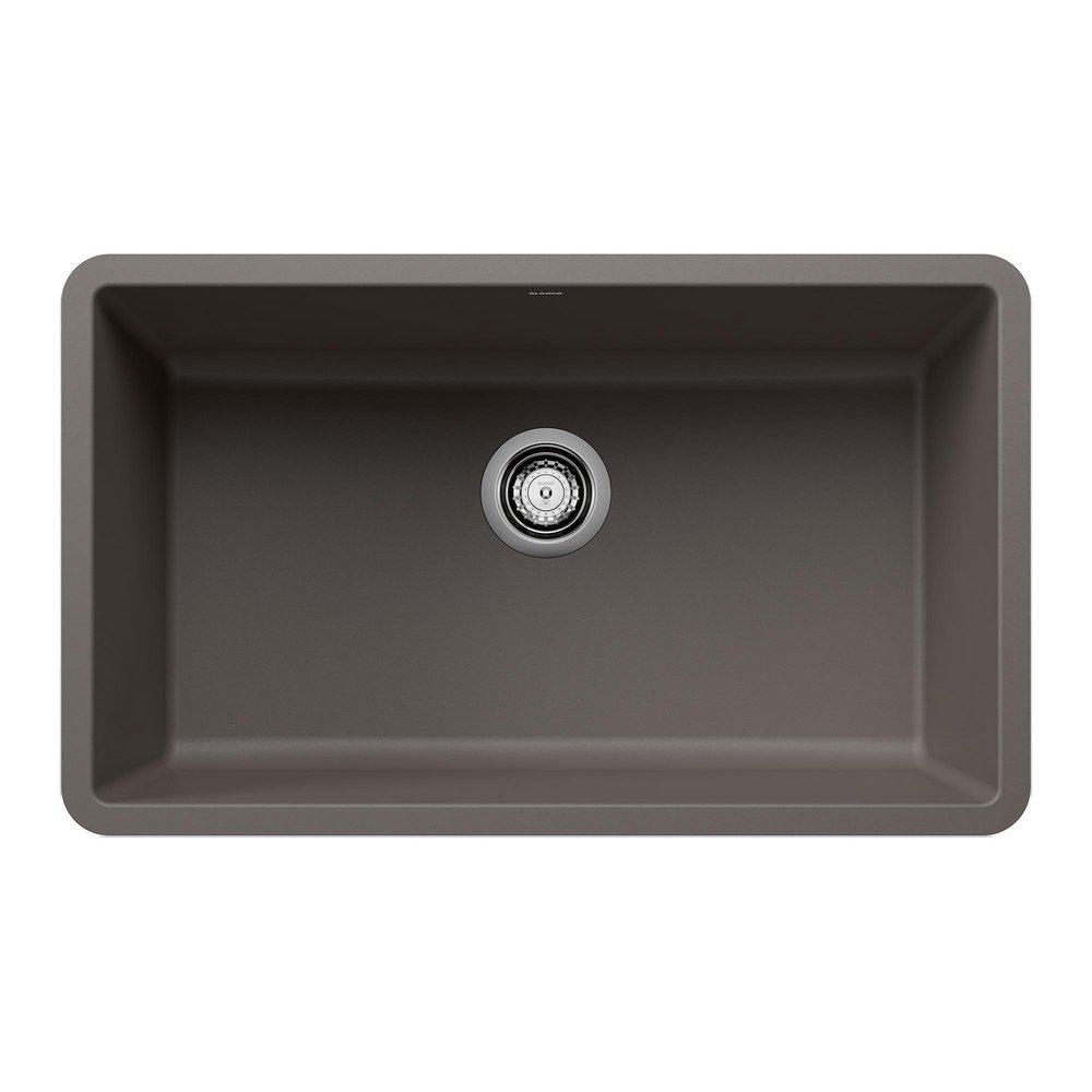 BLANCO Precis 30 in. Undermount Composite Single Bowl Kitchen Sink in Volcano Grey
