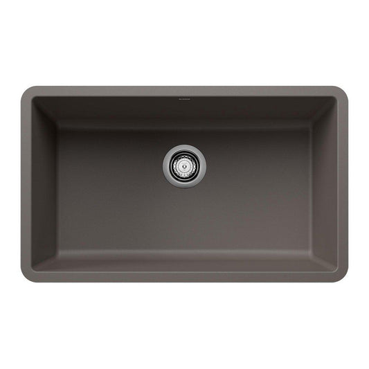 BLANCO Precis 30 in. Undermount Composite Single Bowl Kitchen Sink in Volcano Grey