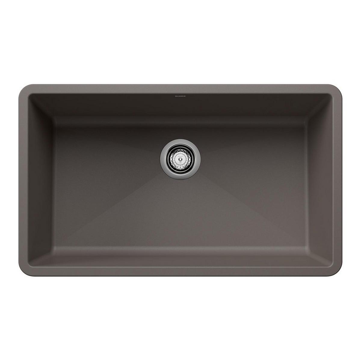 BLANCO Precis 32 in. Undermount Composite Single Bowl Kitchen Sink in Volcano Grey