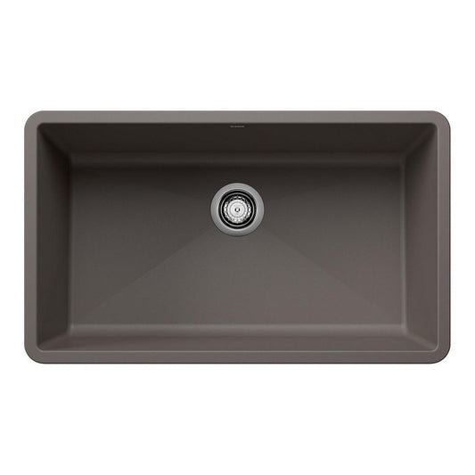 BLANCO Precis 32 in. Undermount Composite Single Bowl Kitchen Sink in Volcano Grey