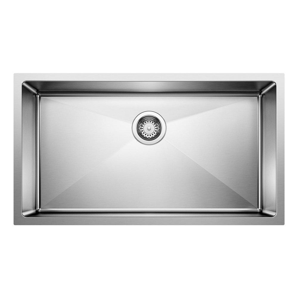 BLANCO Quatrus 31-15/16 in. Undermount Stainless Steel Single Bowl Kitchen Sink in Polished Satin