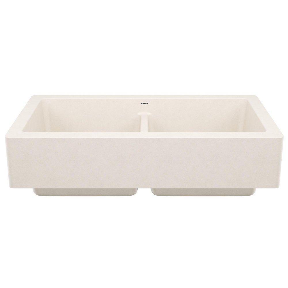 BLANCO Vintera 32-13/16 in. Farmhouse Composite Double Bowl Kitchen Sink in Soft White