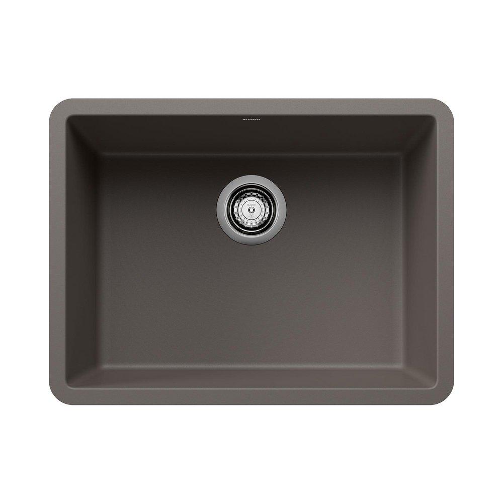 BLANCO Precis 23-71/6 x 17-3/4 in. No Hole Granite Composite Single Bowl Undermount Kitchen Sink in Volcano Grey