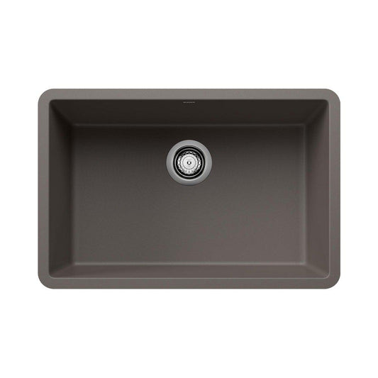 BLANCO Precis 26-13/16 x 17-3/4 in. No Hole Granite Composite Single Bowl Undermount Kitchen Sink in Volcano Grey