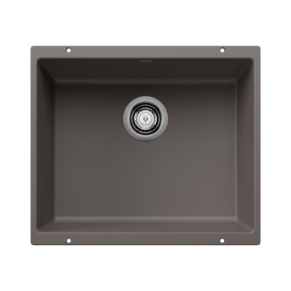 BLANCO Precis 20-7/8 x 18-1/8 in. No Hole Granite Single Bowl Undermount Kitchen Sink in Volcano Grey