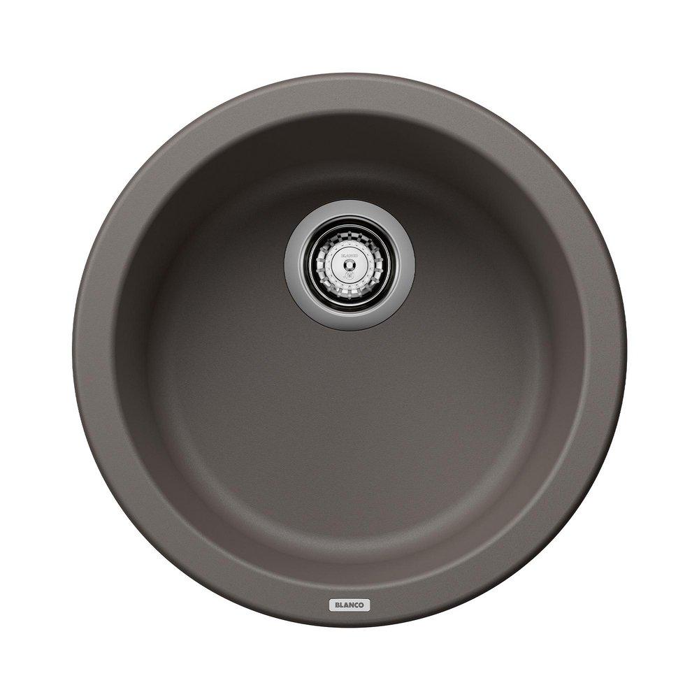 BLANCO Rondo 17-11/16 x 17-11/16 in. No Hole Undermount Granite Composite Bar Sink in Volcano Grey