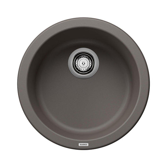 BLANCO Rondo 17-11/16 x 17-11/16 in. No Hole Undermount Granite Composite Bar Sink in Volcano Grey