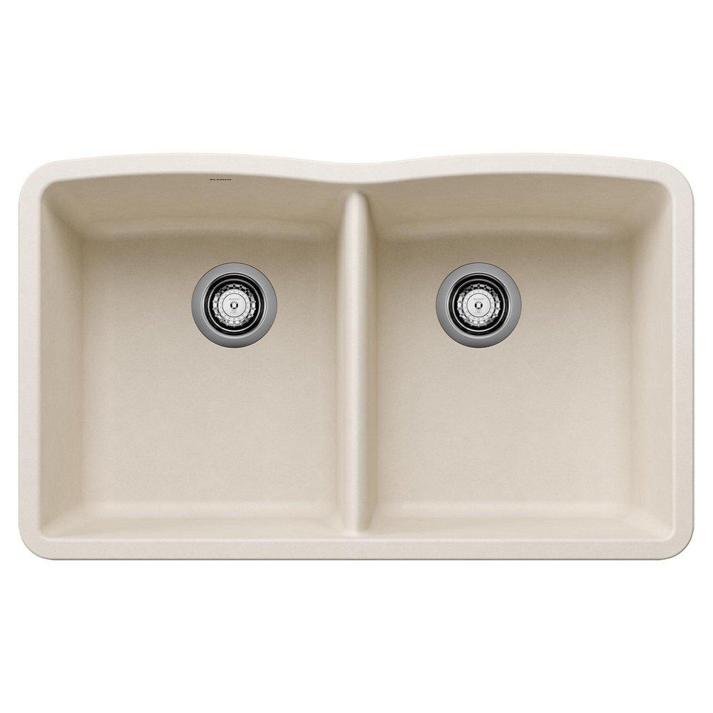 BLANCO Diamond 32-1/16 x 19-3/8 in. No Hole Granite Composite Double Bowl Undermount Kitchen Sink in Soft White