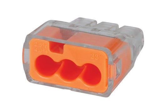 Ideal Industries IN-SURE™ 3-Port Orange Push-In Wire Connector - Box of 100
