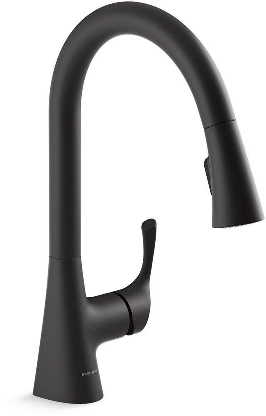 Sterling Valton® Single Handle Pull Down Kitchen Faucet in Matte Black