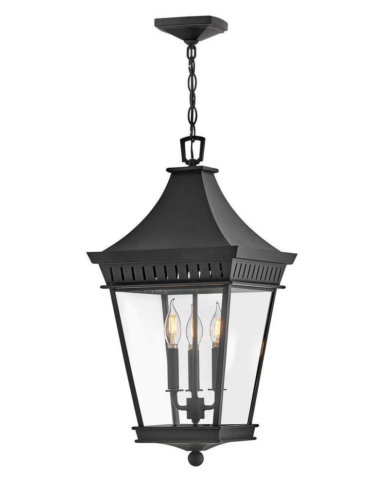 Hinkley Chapel Hill 5W 3-Light Candelabra E-12 Outdoor Pendant in Museum Black