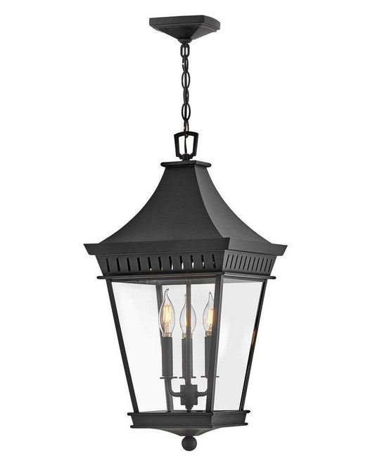 Hinkley Chapel Hill 5W 3-Light Candelabra E-12 Outdoor Pendant in Museum Black
