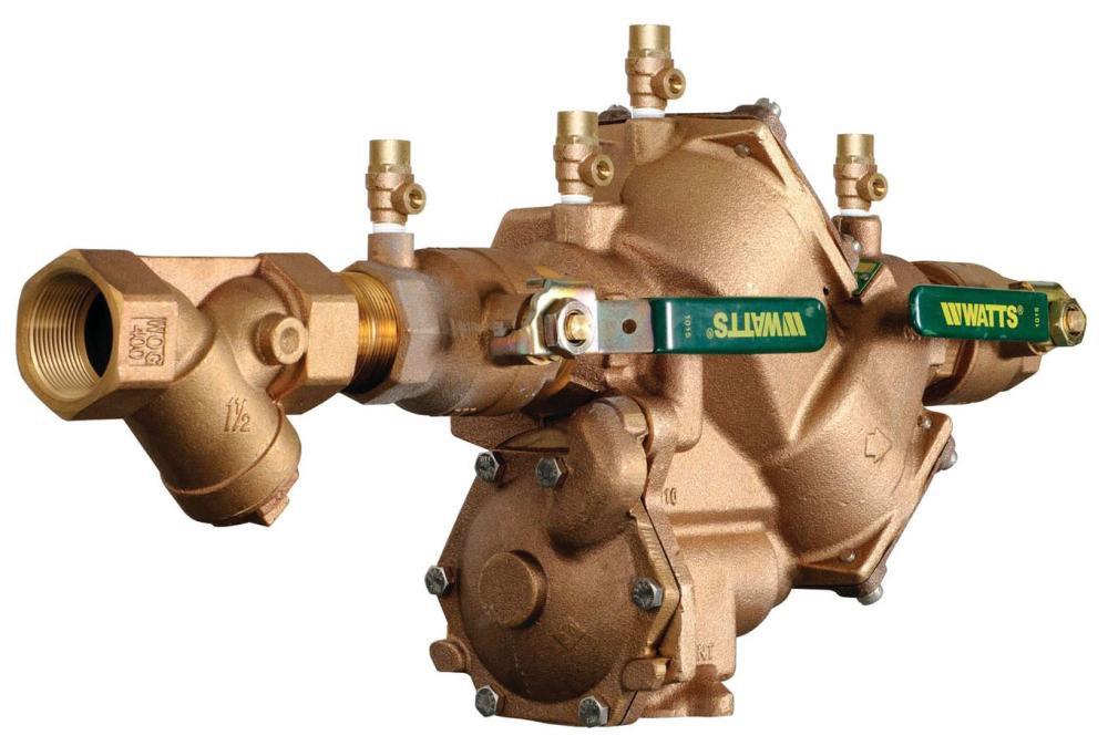 Watts Series LF909 2 in. Cast Copper Silicon Alloy MPT Reduced Pressure Zone Assembly with Quarter Turn Shutoff Valves, Strainer and Flood Sensor