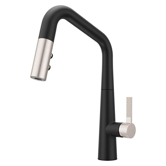 Pfister Asari™ Single Handle Pull Down Kitchen Faucet in Matte Black/Spot Defense Stainless Steel