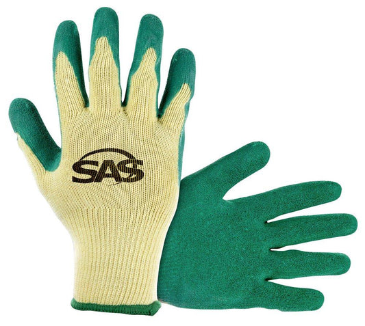 Cotton/Poly Knit, Green Latex Coated Palm Gloves, L