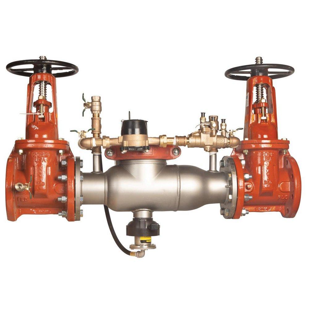 Ames Fire & Waterworks Series 5000SS 4 in. Flanged Stainless Steel Reduced Pressure Detector Assembly with OS and Y Gate Valves, Water Meter and Flood Sensor