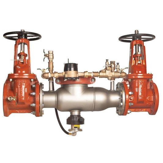 Ames Fire & Waterworks Series 5000SS 4 in. Flanged Stainless Steel Reduced Pressure Detector Assembly with OS and Y Gate Valves, Water Meter and Flood Sensor