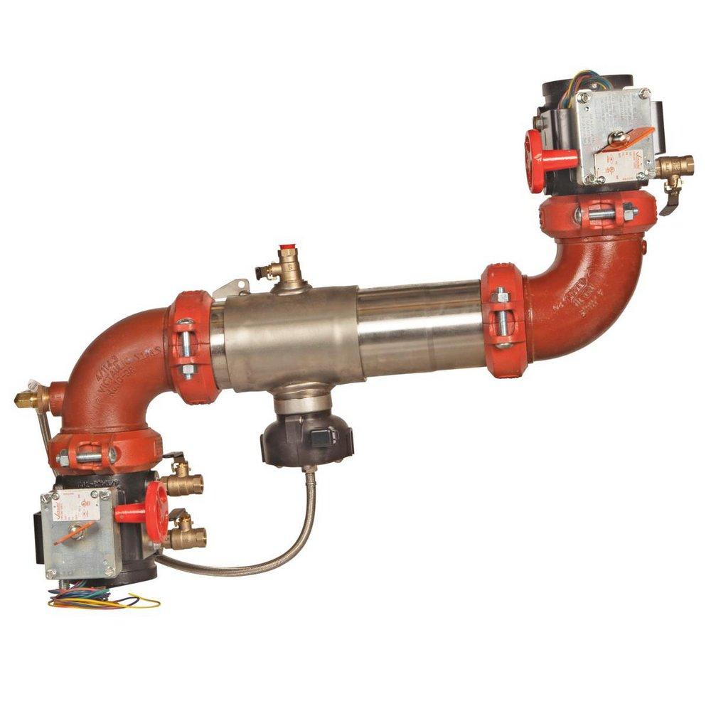 Ames Fire & Waterworks Series C400-FS 2-1/2 in 304 Stainless Steel Grooved Reduced Pressure Zone Assembly with Shutoff Valves, Water Meter, Flood Sensor, Test Cocks and Soft Seated Check Valve