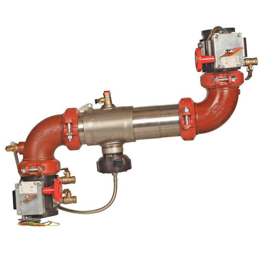 Ames Fire & Waterworks Series C400-FS 2-1/2 in 304 Stainless Steel Grooved Reduced Pressure Zone Assembly with Shutoff Valves, Water Meter, Flood Sensor, Test Cocks and Soft Seated Check Valve