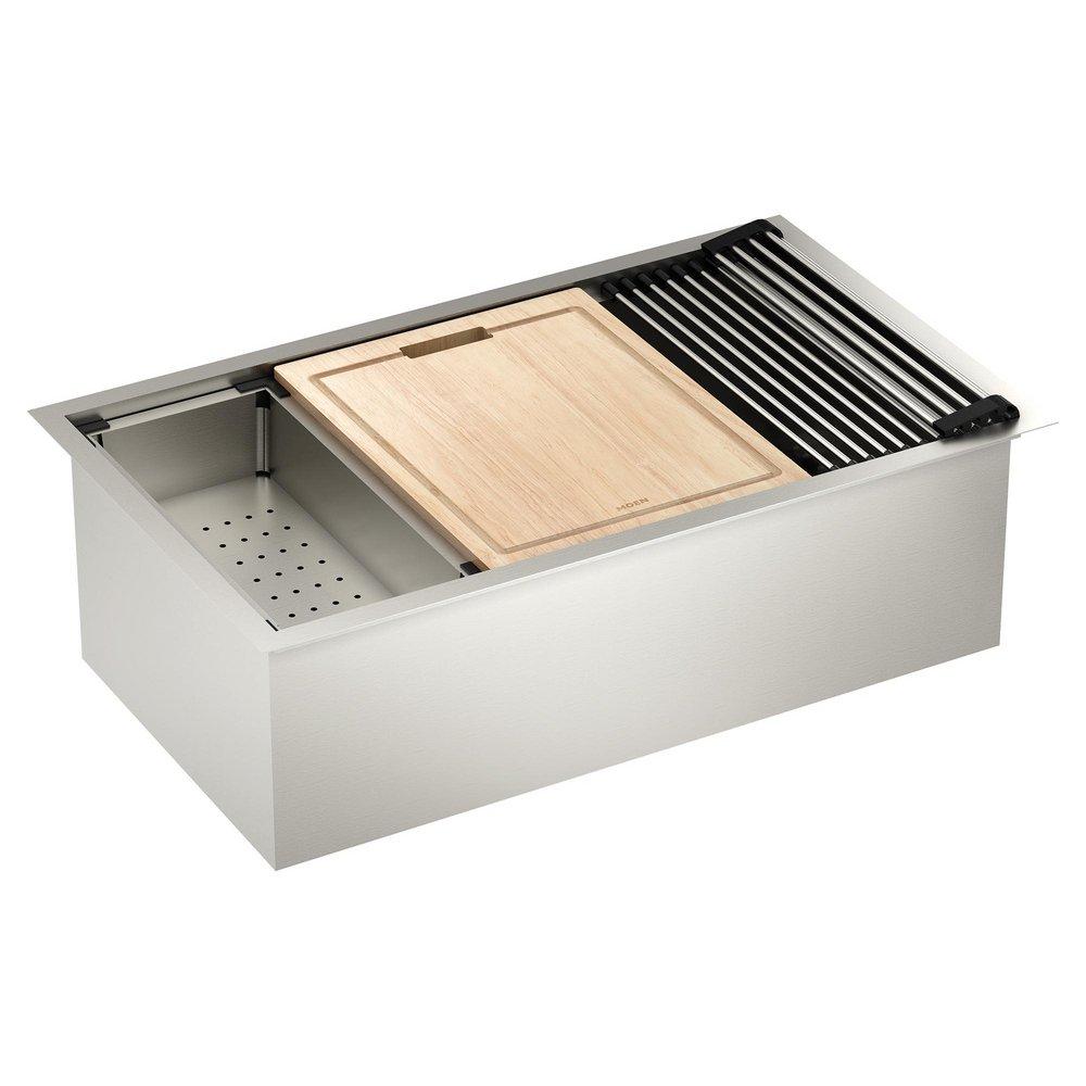 Moen 1800 Series 30 in. Undermount Stainless Steel Single Bowl Workstation Kitchen Sink
