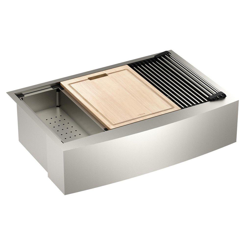 Moen Chef 33 x 22 in. No Hole Stainless Steel Single Bowl Undermount Kitchen Sink in Stainless