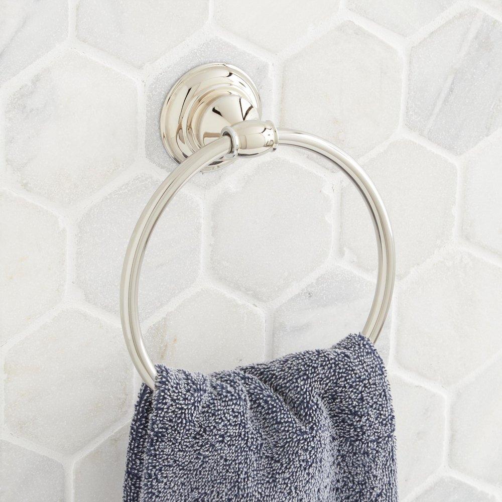 Signature Hardware Beasley Round Closed Towel Ring in Polished Nickel
