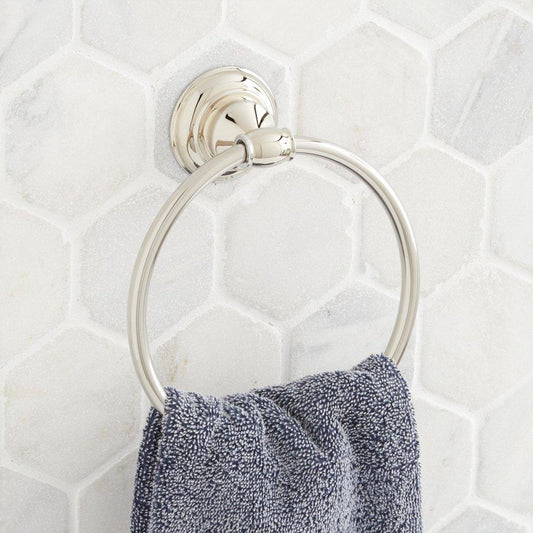 Signature Hardware Beasley Round Closed Towel Ring in Polished Nickel