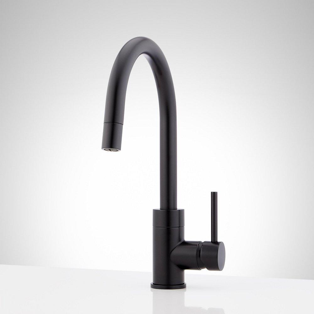 Signature Hardware Ravenel Single Handle Pull Down Bar Faucet in Matte Black