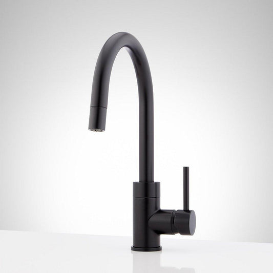 Signature Hardware Ravenel Single Handle Pull Down Bar Faucet in Matte Black
