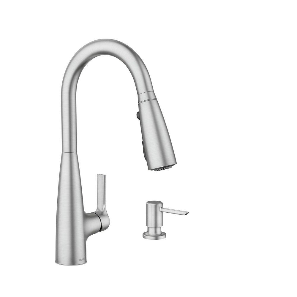 Moen Haelyn™ Single Handle Pull Down Kitchen Faucet with Side Spray in Spot Resist Stainless
