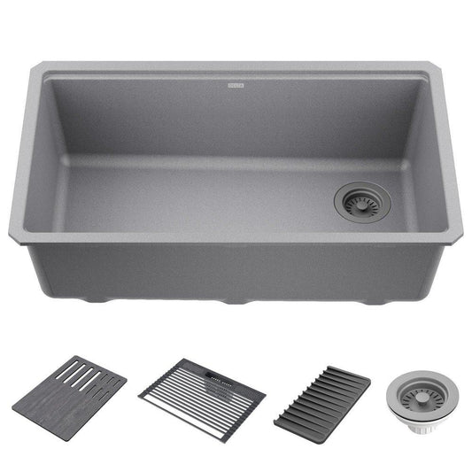 Delta Faucet Everest 32 in. Undermount Composite Single Bowl Kitchen Sink in Dark Grey