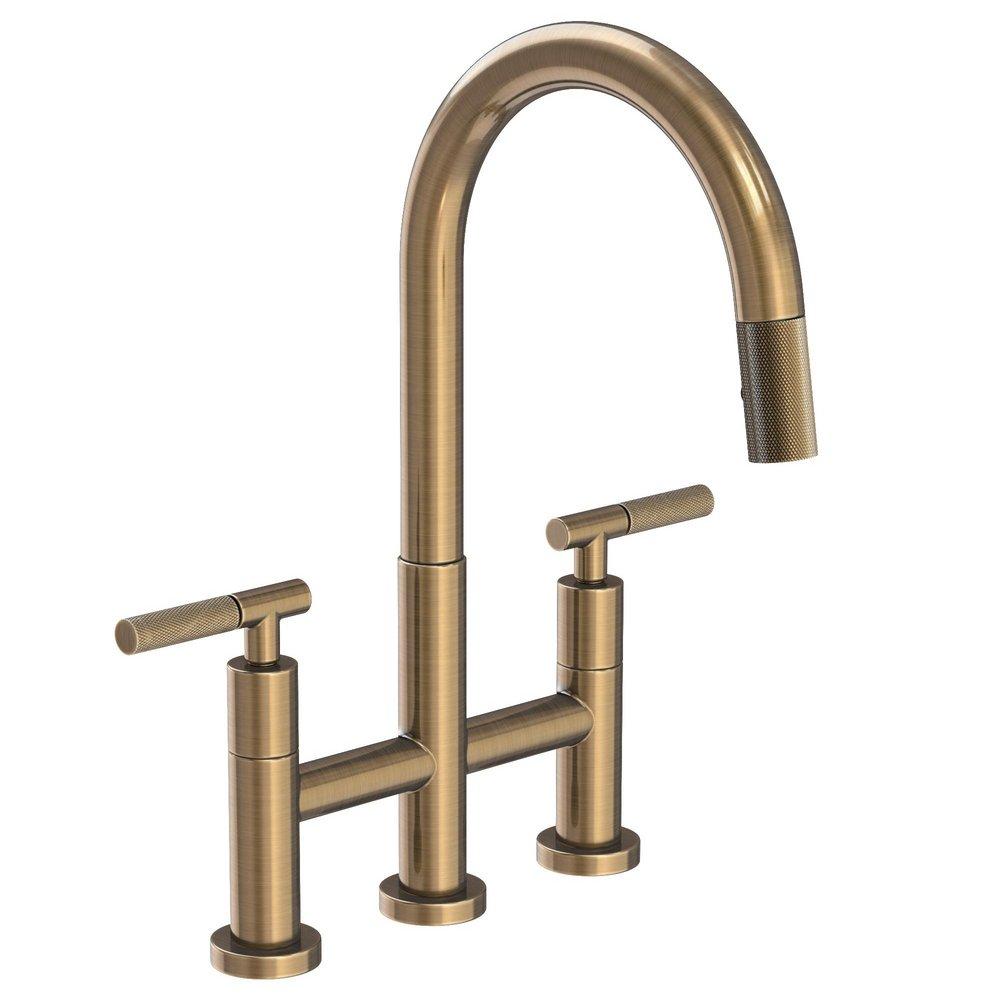 Newport Brass Muncy Two Handle Bridge Pull Down Kitchen Faucet in Satin Bronze - PVD