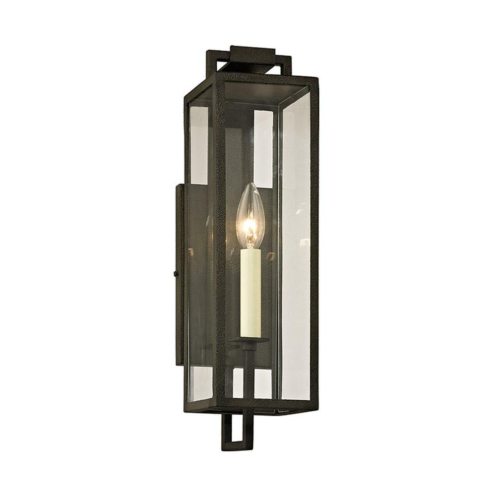 Troy Lighting Beckham 60W 1-Light 16-1/2 in. Outdoor Wall Sconce in Forged Iron