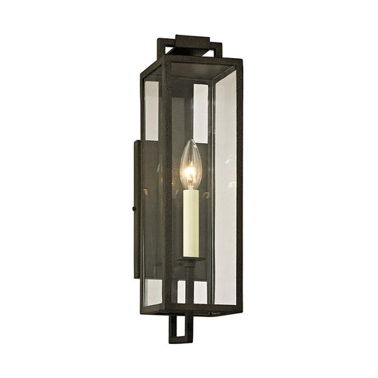 Troy Lighting Beckham 60W 1-Light 16-1/2 in. Outdoor Wall Sconce in Forged Iron