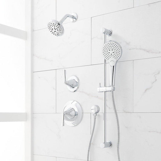 Signature Hardware Provincetown Single Handle Multi Function Pressure Balancing Valve Shower System with Slide Bar and Hand Shower in Chrome
